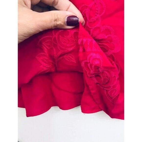 Parker‎ Top Embroidered Cold Shoulder High-neck Flutter Blouse, M - Picture 10 of 14